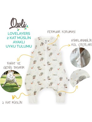 Owli Lovelayers 2 Kat Müslin Ayaklı Uyku Tulumu Forest