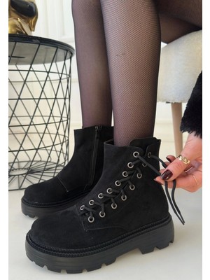 Kazax Agnej Siyah Süet Bağcıklı Bot