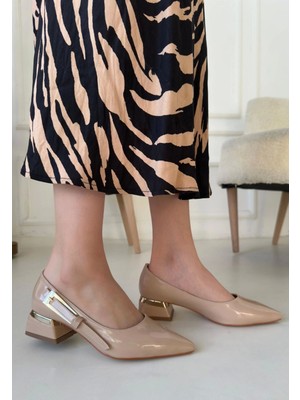 Kazax Wayni Bej Rugan Topuklu Ayakkabı