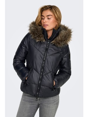 Only Onlfever Regular Fit Tüylü Kapüşonlu Şişme Mont Bayan Mont 15322003