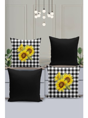 Filamente 4'lü Kırlent Kılıf Seti Yılbaşı Christmas Deseni Çift Taraflı Dijital Baskılı