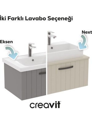 Creavit D10 Eksen Lavabo Dolabı İki Çekmeceli 80 cm Lake Kapak