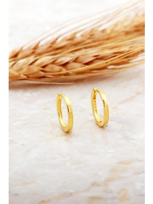 Sümer Telkari 15 mm Taşsız Altın Kaplama Gümüş Halka Küpe 7145