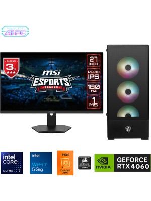 Go Gamer UFE10D Intel Ultra 7 265KF Z890 64GB Ddr5 6000MHZ 2tb Gen4 SSD RTX4060 240MM Sıvı Soğutma Windows 11 Pro Msı 27" Gaming