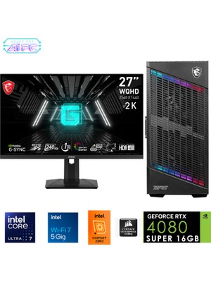 Go Gamer UFE21D Plus Intel Ultra 7 265KF Z890 64GB Ddr5 6000MHZ 2tb Gen4 SSD RTX4080 Super 360MM Sıvı Soğutma Windows 11 Pro Msı 27" 2k Gaming