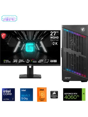 Go Gamer UFE14D Plus Intel Ultra 7 265KF Z890 64GB Ddr5 6000MHZ 2tb Gen4 SSD RTX4060TI 16GB 360MM Sıvı Soğutma Windows 11 Pro Msı 27" 2k Gaming