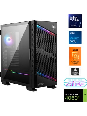 Go Gamer UFE14D Plus Intel Ultra 7 265KF Z890 64GB Ddr5 6000MHZ 2tb Gen4 SSD RTX4060TI 16GB 360MM Sıvı Soğutma Windows 11 Pro Msı 27" 2k Gaming