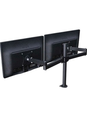 Monozone 2li Çift Kol Monitör Tutucu LED Tv Full Hareketli Çelik Masa Tutucu 17-32INÇ LCD Masaüstü Standı Desteği