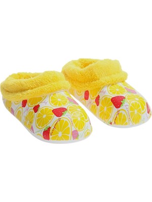 Içi Kürklü Dışı Eva Çocuk Ev Kreş Okul Sokak Terlik Sarı