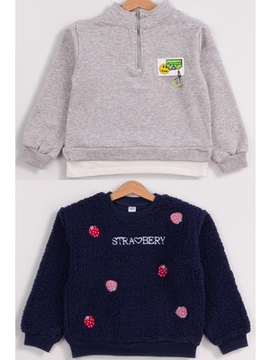 Harika Kids Kız Çocuk 2'li Paket Basic Sweatshirt