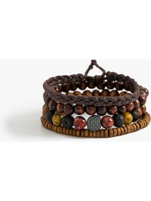 Koton 4'lü Bileklik Seti Ahşap Boncuklu Çok Renkli