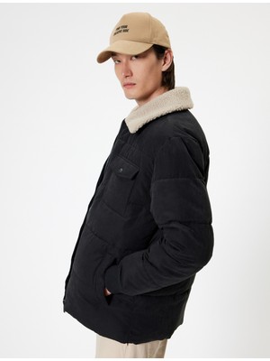 Koton Slim Fit Şişme Mont Peluş Yaka Detaylı Fermuarlı