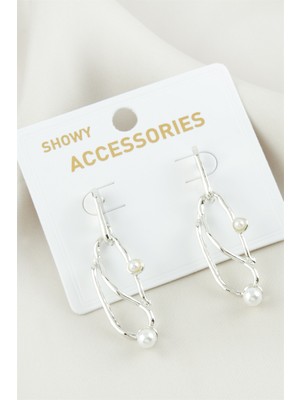 Feryal Oval Inci Metal Küpe