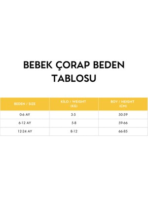 Mimu Çorap Bebek 3'lü Arı Kutu Detaylı Basic Patik Çorap