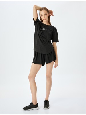 Koton Slogan Baskılı Bisiklet Yaka Spor T-Shirt