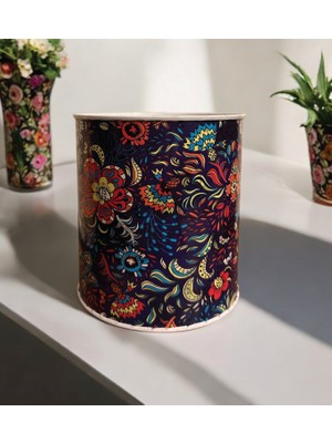 Çok Renkli Çiçek Desenli Silindir Kumbara