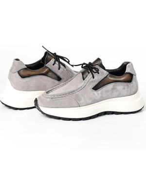 Tetri Juno Model  Deri El Yapımı Erkek Gri Casual Ayakkabı