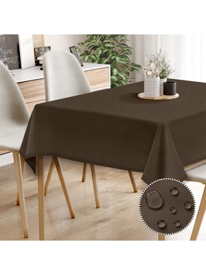 Monolisse Canvas Sıvı Geçirmez Leke Tutmaz Koyu Kahve Masa Örtüsü