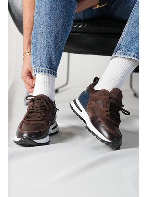 Tetri Vios Model  Deri El Yapımı Kahverengi Erkek  Sneaker