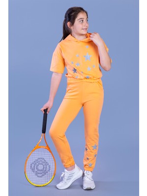 Toontoy Kız Çocuk Reflektörlü Yıldız Baskılı Eşofman Takımı