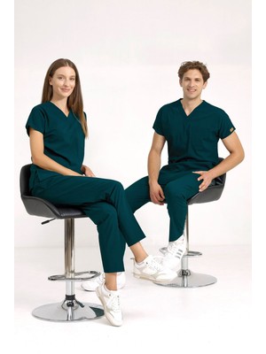 BRL Üniforma Petrol Yeşili Likralı Doktor ve Hemşire Forması Cerrahi Takım