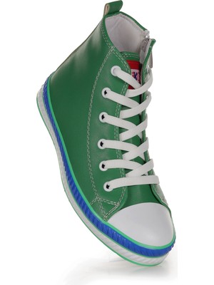 Kiko Kids Pant Günlük Bağcıklı Fermuarlı Erkek Çocuk Bot Ayakkabı Yeşil