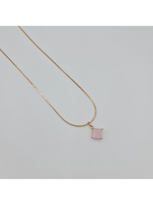 SE Jewellery Vıp Xupıng Pembe Taşlı Kadın Italyan 50 cm Kolye