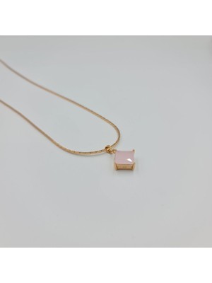 SE Jewellery Vıp Xupıng Pembe Taşlı Kadın Italyan 50 cm Kolye