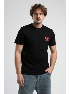 ECKO UNLTD Corınth Siyah - Kırmızı Bisiklet Yaka Baskılı Standard Fit Erkek Tshirt