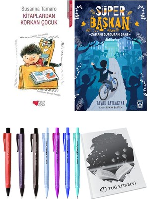 Süper Başkan Zamanı Durduran Saat ve Kitaplardan Korkan Çocuk 2li Set