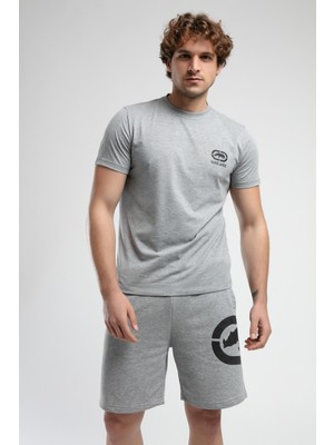 ECKO UNLTD Corınth Gri Bisiklet Yaka Baskılı Standard Fit Erkek Tshirt