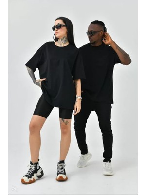 MRT Concept Unisex Basic Bisiklet Yaka Oversize T-Shirt - Siyah
