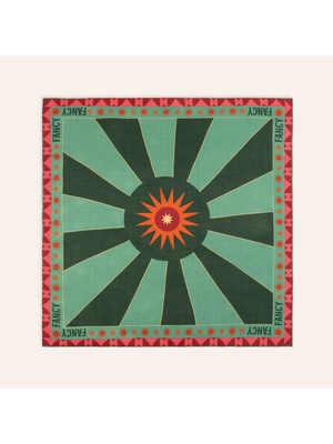 Zsa Zsa Zsu Pera Dijital Baskılı %100 Yün Şal 140x140 Cm Yeşil