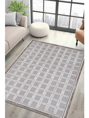 Serenity JV02A Gri Modern Geometrik Desenli Salon Halısı