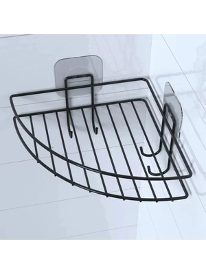 BYR Yapışkanlı Banyo Köşeliği Kancalı Köşe Rafı Duş Şampuanlık Duvar Düzenleyici Organizer Raf (4172)