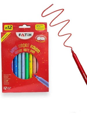 Ercan Oyuncak Fatih 12 Renk Simli Keçeli Kalem Eğlenceli Boyama Deneyimi İçin Güvenli Seçim