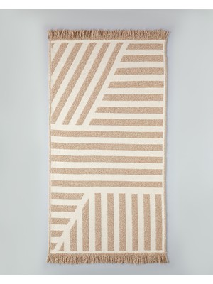 Linear Dokuma Kilim 80X150 cm Açık Krem - Kahve