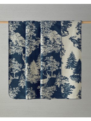 English Home Forest Toile Pamuklu King Size Battaniye 220X240 cm Lacivert