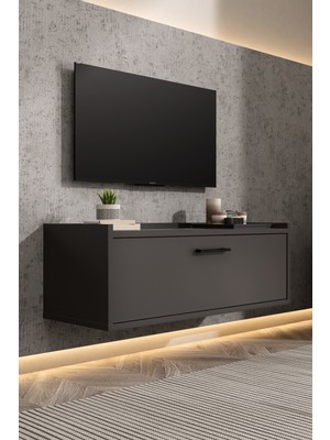 Lifedeco Tv Sehpa Ünitesi Antrasit Kapaklı Duvara Monte Kulplu LD-1001-M1FA90