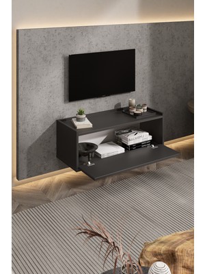 Lifedeco Tv Sehpa Ünitesi Antrasit Kapaklı Duvara Monte Kulplu LD-1001-M1FA90