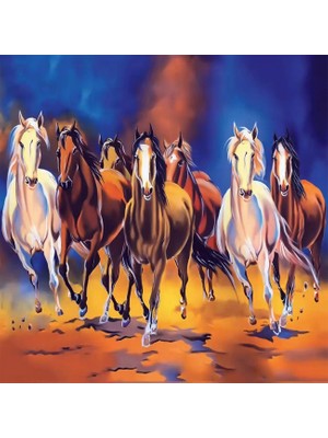 Kırmızı Ayı Koşan Atlar Sayılarla Boyama Seti Kasnaklı