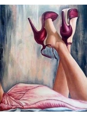 Kırmızı Ayı Topuklu Ayakkabılar Sayılarla Boyama Seti Kasnaklı