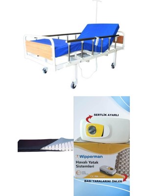 Wipperman 2 Motorlu Mdf Başlıklı Tabanca Korkuluklu Hasta Karyolası + Lazer Kesim Yatak + Baklava Tipi Havalı Yatak Takım