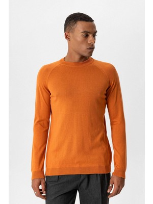 Antioch Oranj Bisiklet Yaka Slim Fit Triko Kazak