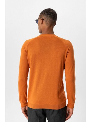 Antioch Oranj Bisiklet Yaka Slim Fit Triko Kazak