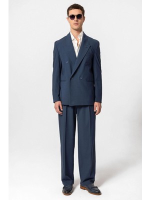 Antioch İndigo Tek Düğme Kruvaze Erkek Blazer Ceket