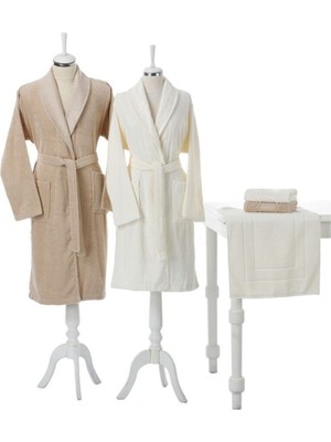 Özdilek Camellia Happy Aile Seti Bornoz Takımı Bej Krem