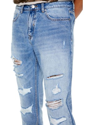 Distressed Slim-Fit Jean Pantolon