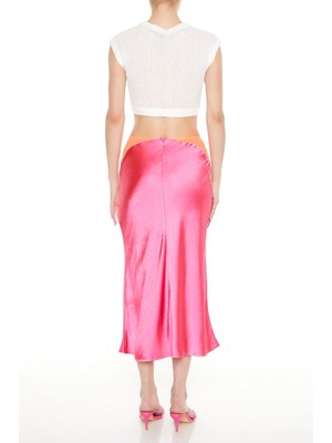 Forever 21 Saten Colorblock Maxi Etek