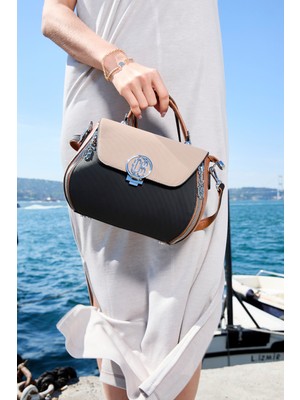 Cressberry 12209 Siyah-K.bej Kadın El & Omuz Çantası